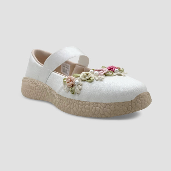 Trotter Girls White Floral Ballerinas alternate