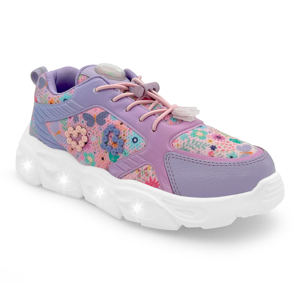 GlowGetters-Girls Lavender Floral Print Sneakers - Hopits