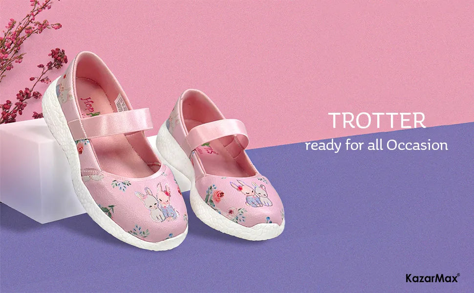 Trotter Girls Beige Floral Ballerinas