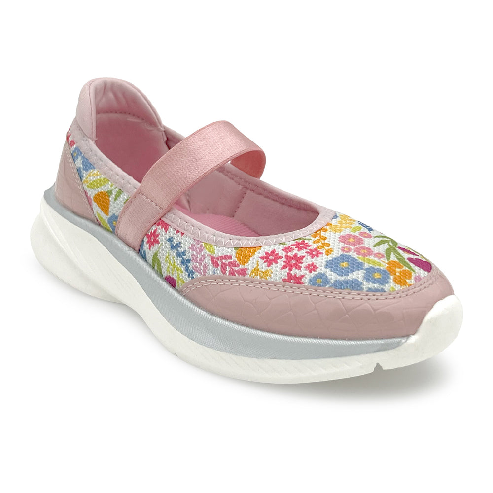 Mary Jane Ballerina Peach Floral Sporty  Girls