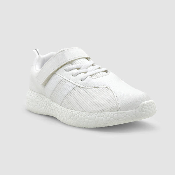 Skudo Kids White Faux Laces School Shoes alternate