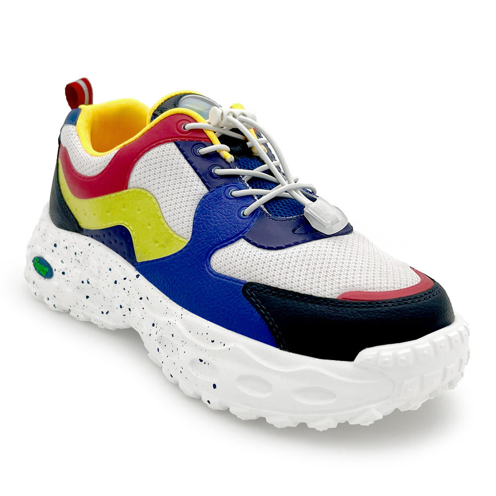 Splash Kicks White Yellow Red Sneakers With Snap-Lock - Hopits