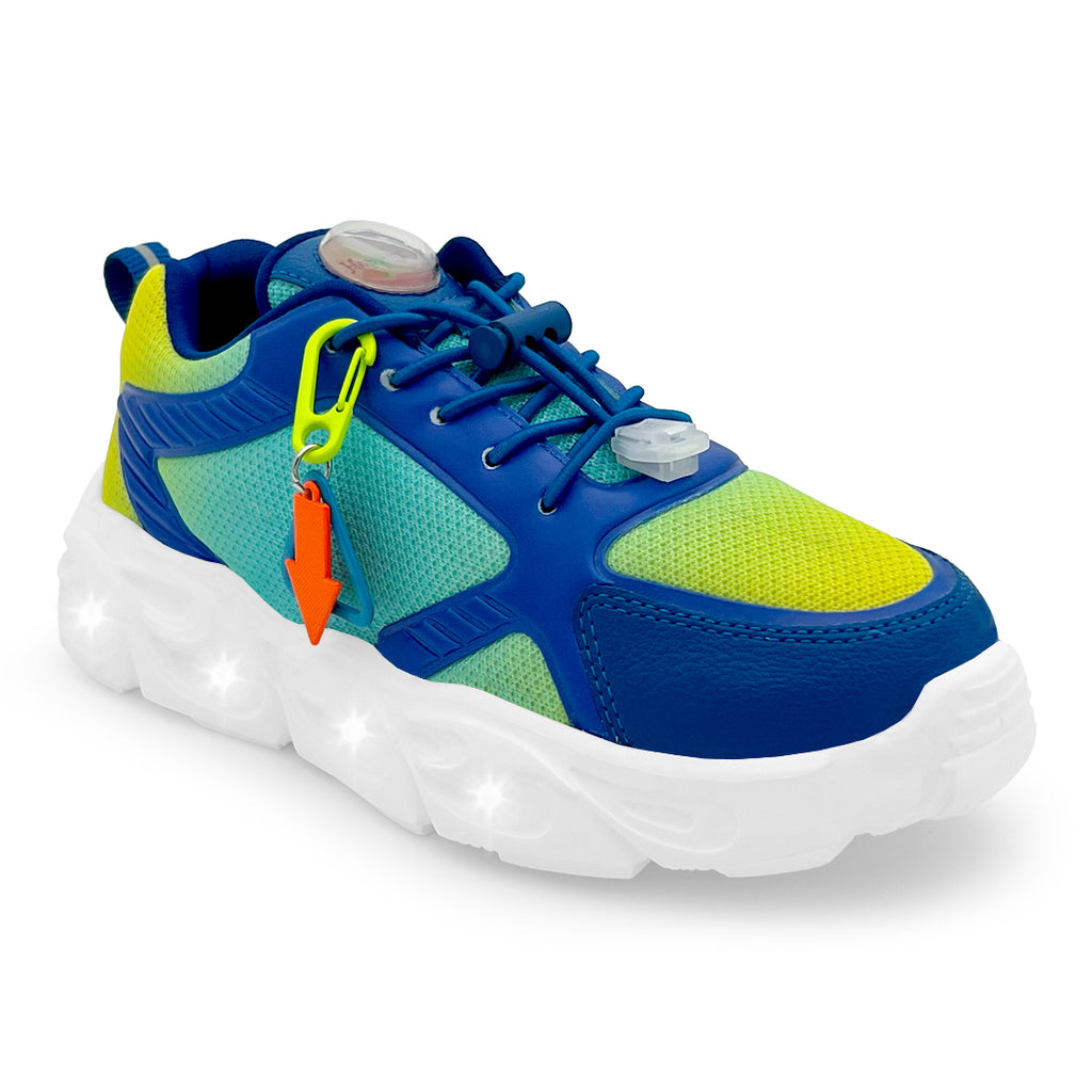 GlowGetters-Kids Boys Lemon Turq Floral Print Sneakers - Hopits