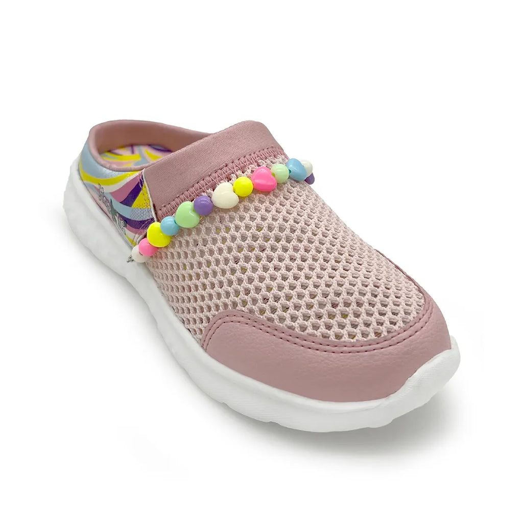 Summer Breeze Girls Peach Detachable Friendship Bracelet Slip-On Mule - Hopits