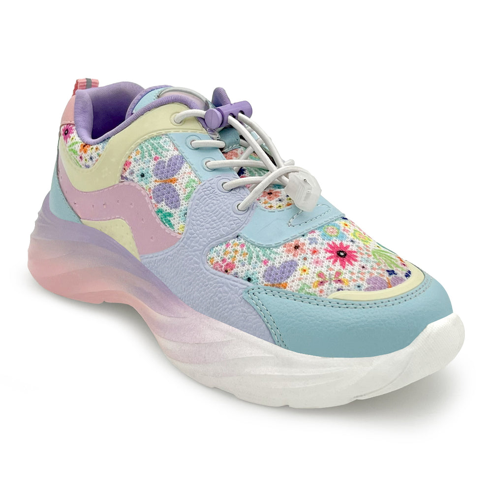 Splash Kicks Floral Mauve Sneakers With Snap-Lock - Hopits