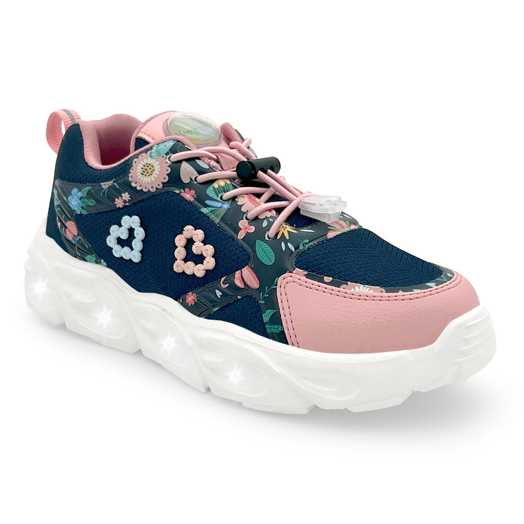 GlowGetters-Girls Navy Floral Print Sneakers - Hopits