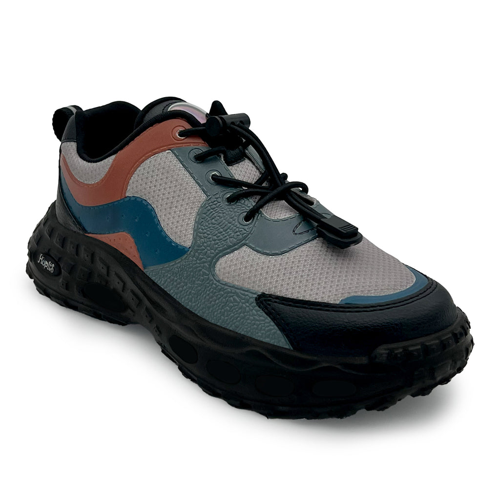 Splash Kicks Grey Black Sneakers With Snap-Lock - Hopits