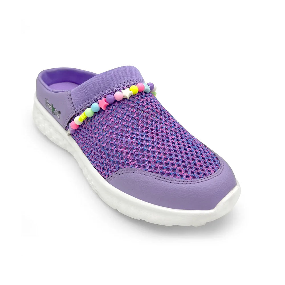 Summer Breeze Girls Cotton Candy Purple Detachable Friendship Bracelet Slip-On Mule - Hopits