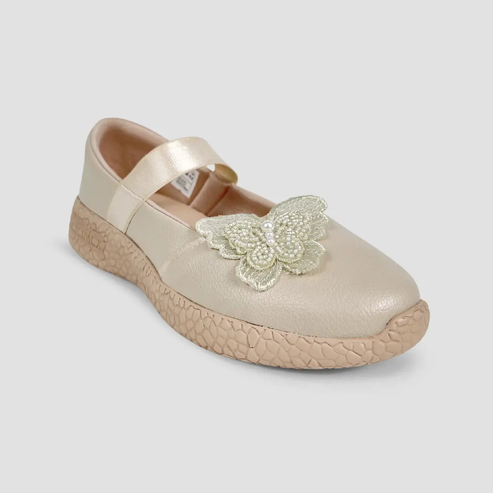 Trotter - Gardenia Beige Butterfly Ballerinas - Hopits