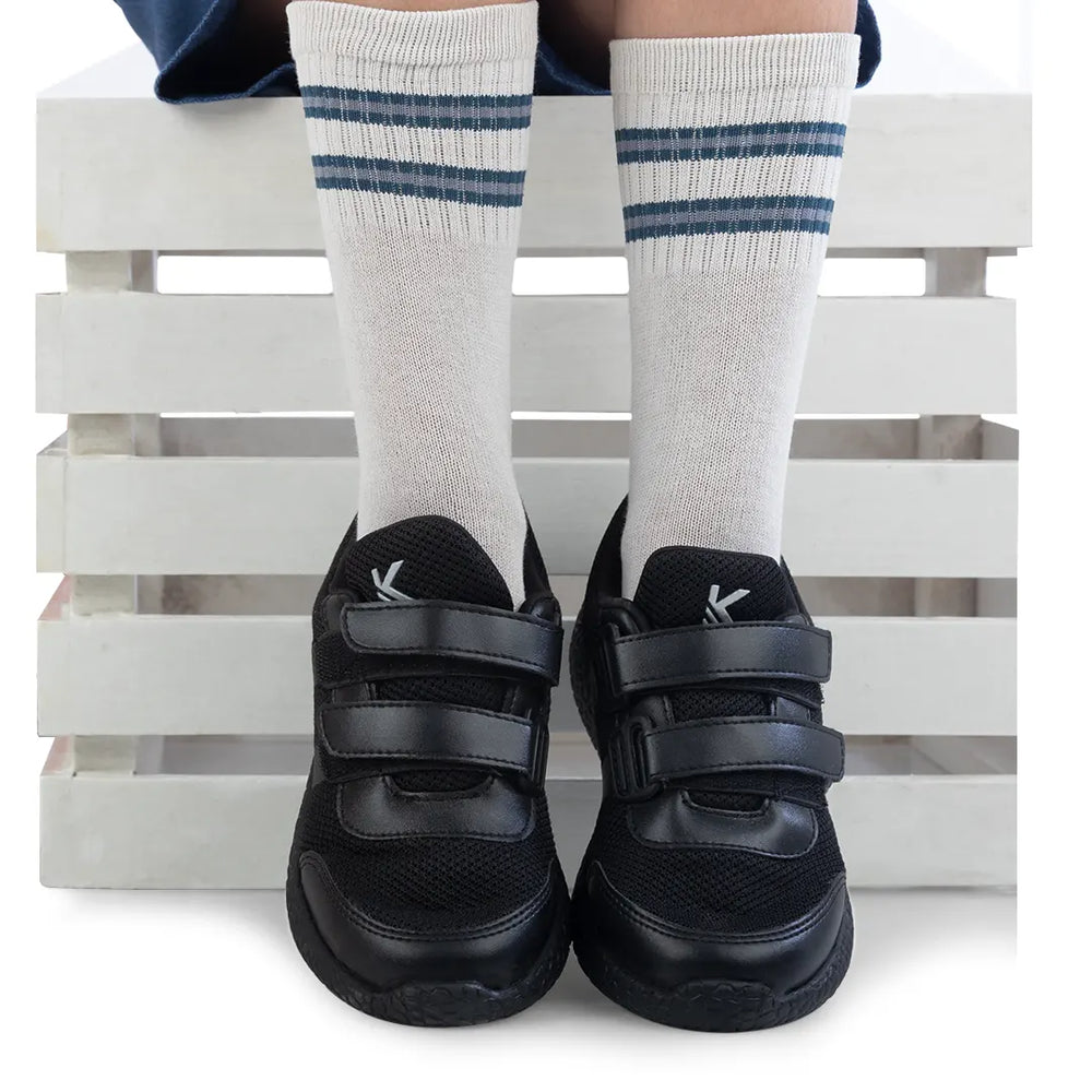 Skudo - Dual Strap Black School Shoes - Hopits