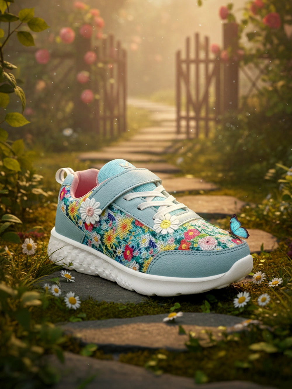 Surge Girls Blue Floral Sneakers