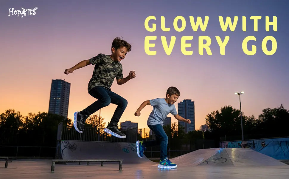 GlowGetters Boys Lemon Turquoise LED Sneakers