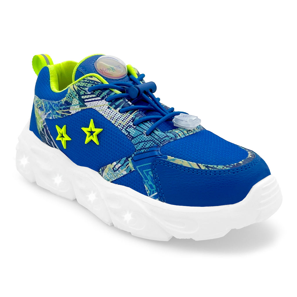 GlowGetters-Kids Boys Royal Blue Abstract Print Sneakers - Hopits