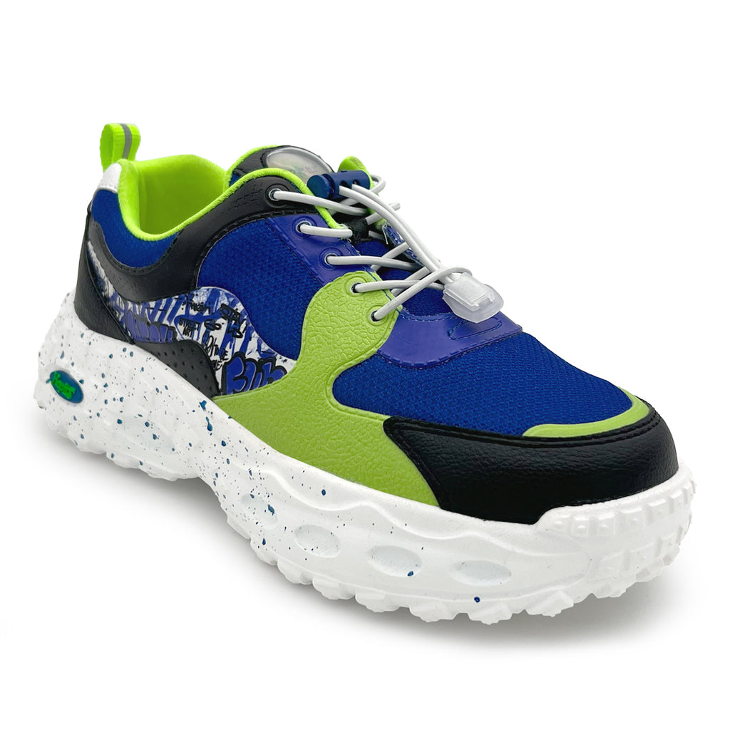 Splash Kicks Royal Blue Neon Green Sneakers With Snap-Lock - Hopits