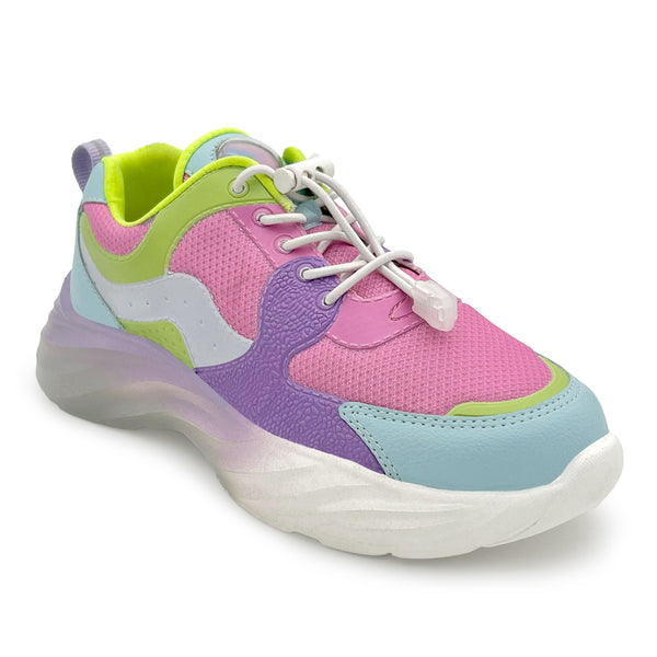 Splash Kicks Pink Neon Green Sneakers With Snap-Lock alternate