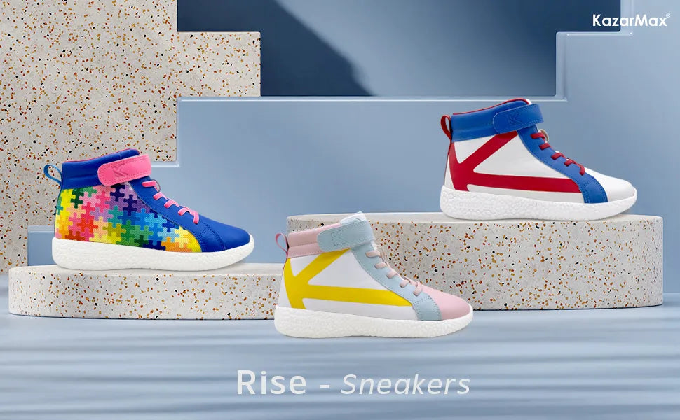 Rise Kids Blue Puzzle High-Top Sneakers