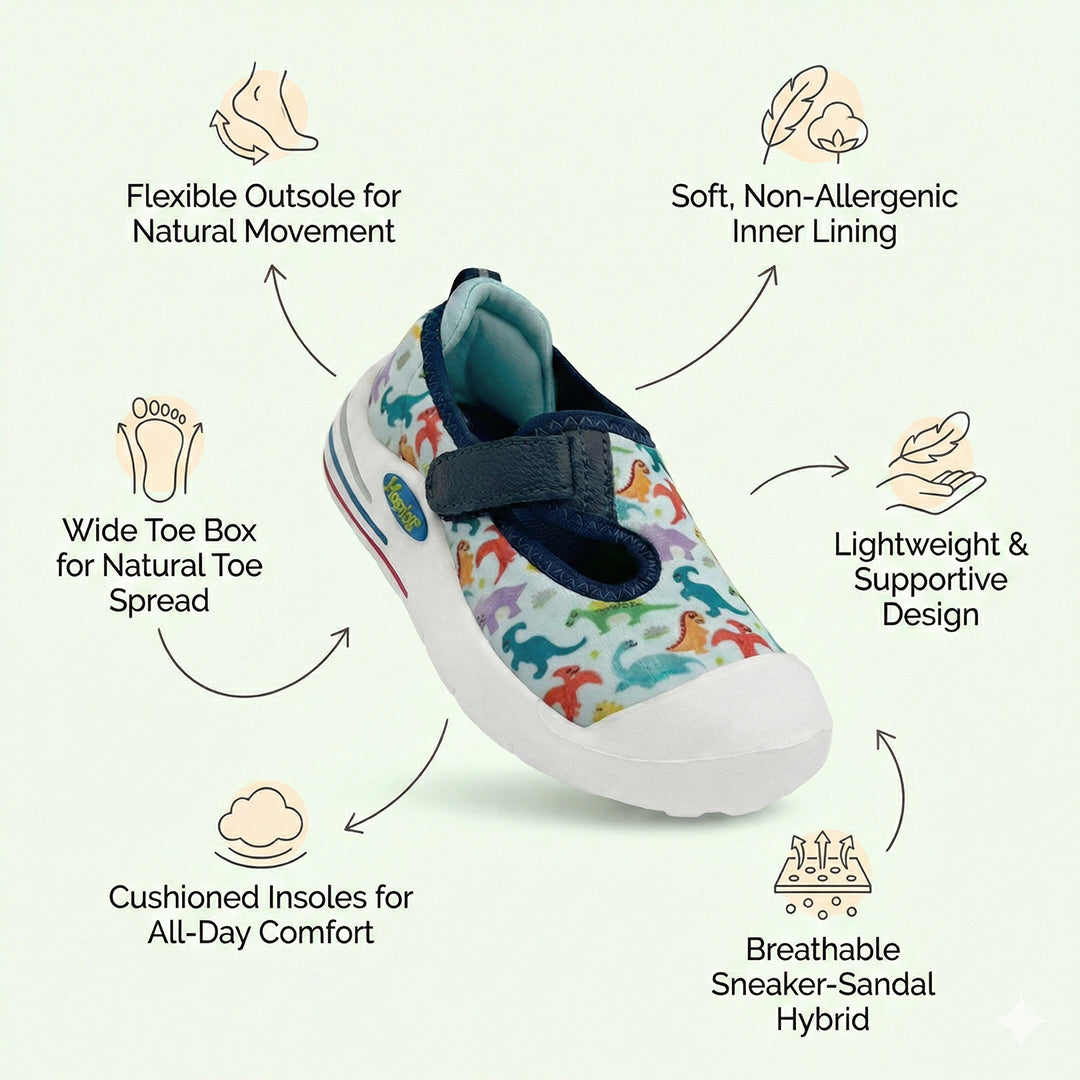 EasyFlex Tots Sky Blue Dinosaur Print - Hopits