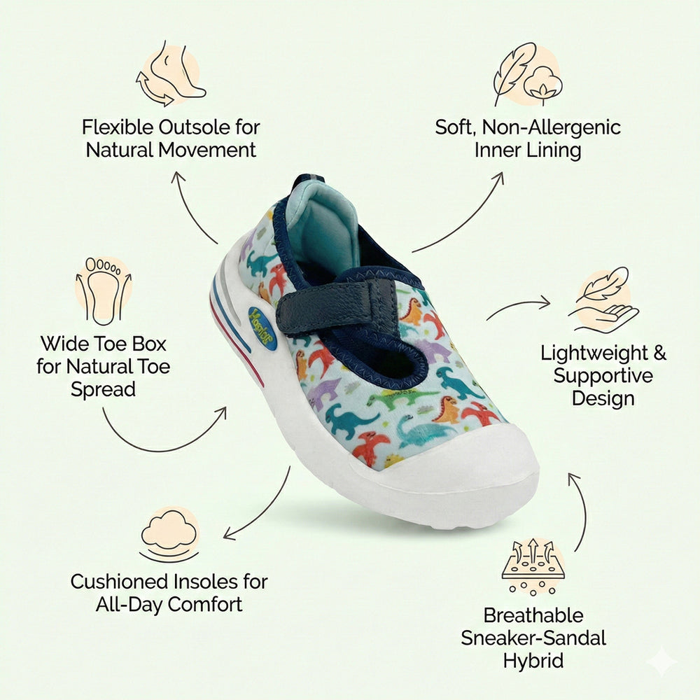 EasyFlex Tots Sky Blue Dinosaur Print - Hopits