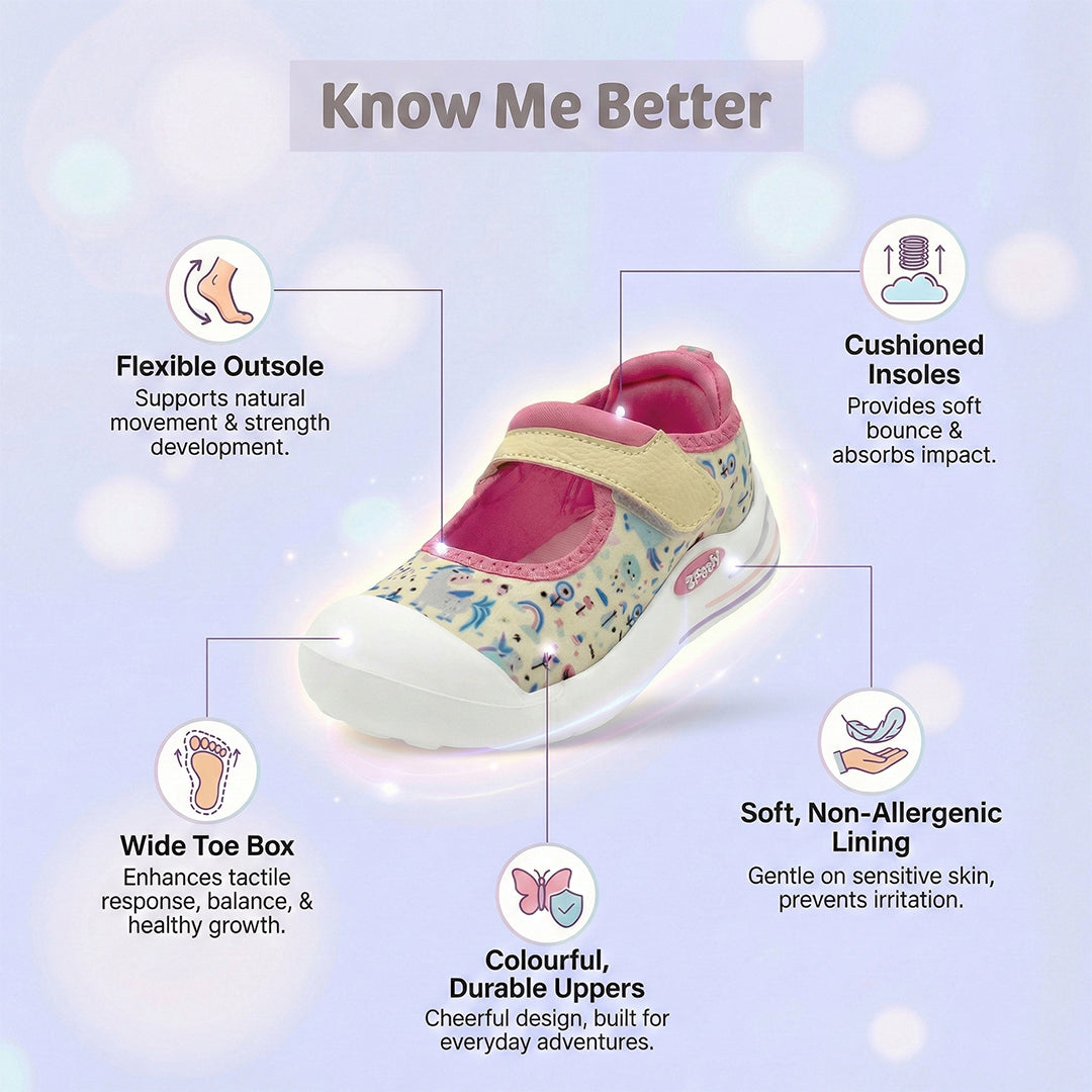 EasyFlex Mary Janes Yellow Unicorn Print Ballet Flat - Hopits