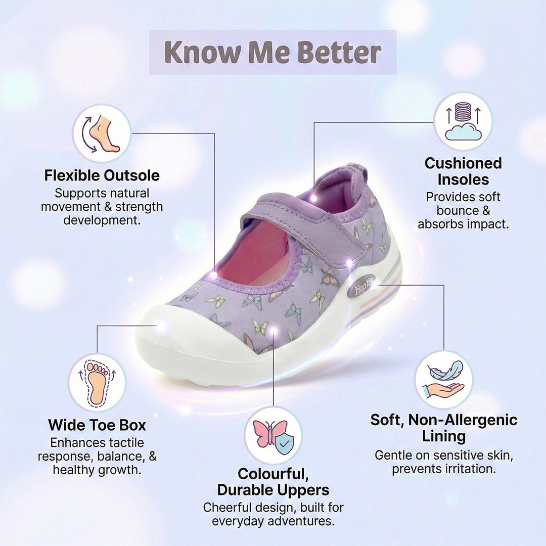 EasyFlex Mary Janes Purple Butterfly Print Ballet Flat - Hopits