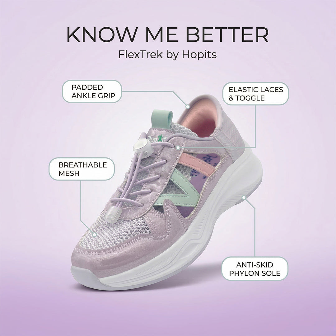 FlexTrek Toggle Clasp Closure Sneaker Shoes-Lavender - Hopits
