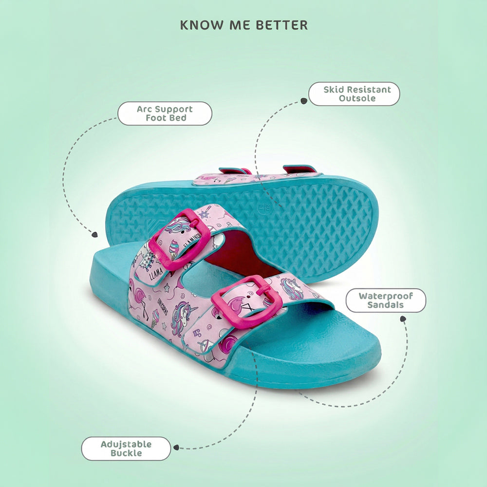 Splash-Steps Pink Unicorns Printed Waterproof Sandal - Hopits