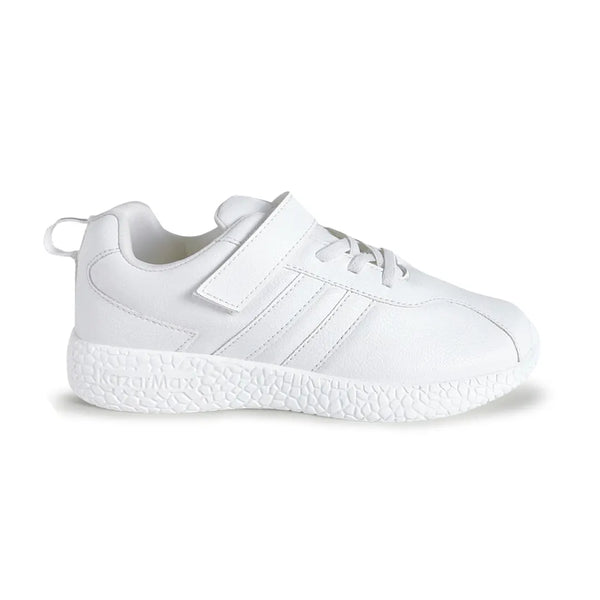 Skudo - Faux Leather White School Shoes