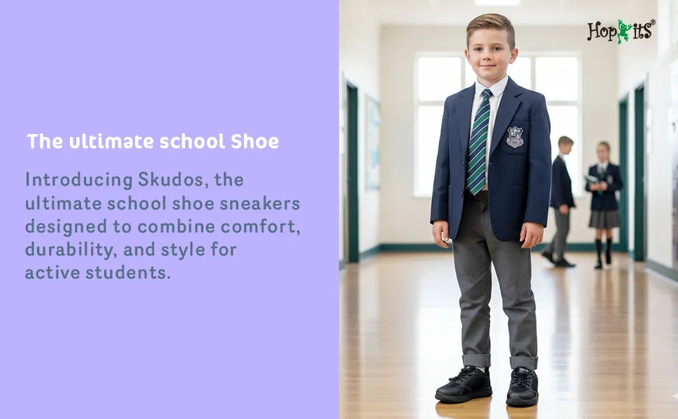 Skudo Kids Black School Shoes