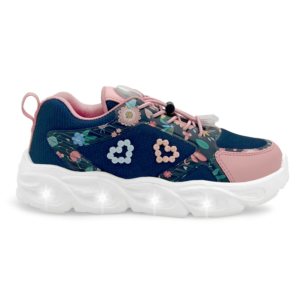 GlowGetters-Girls Navy Floral Print Sneakers - Hopits