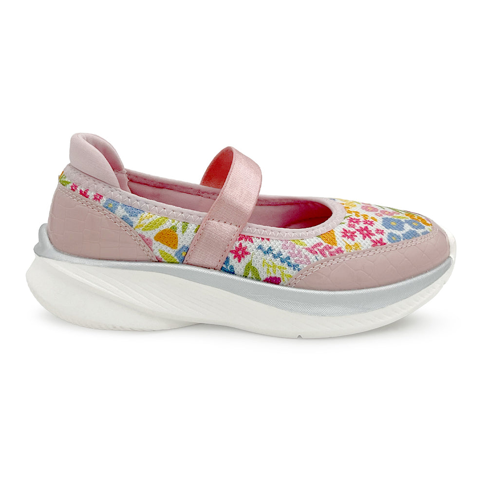 Mary Jane Ballerina Peach Floral Sporty  Girls