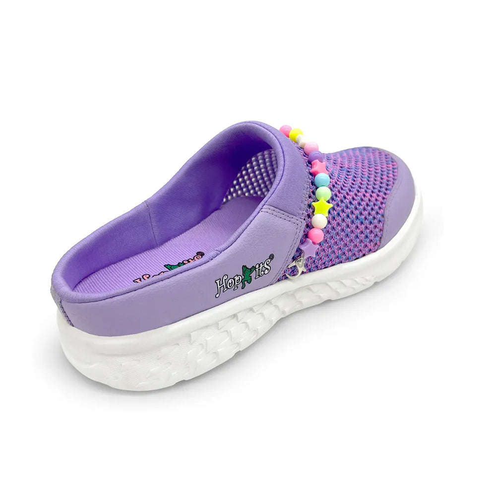 Summer Breeze Girls Cotton Candy Purple Detachable Friendship Bracelet Slip-On Mule - Hopits