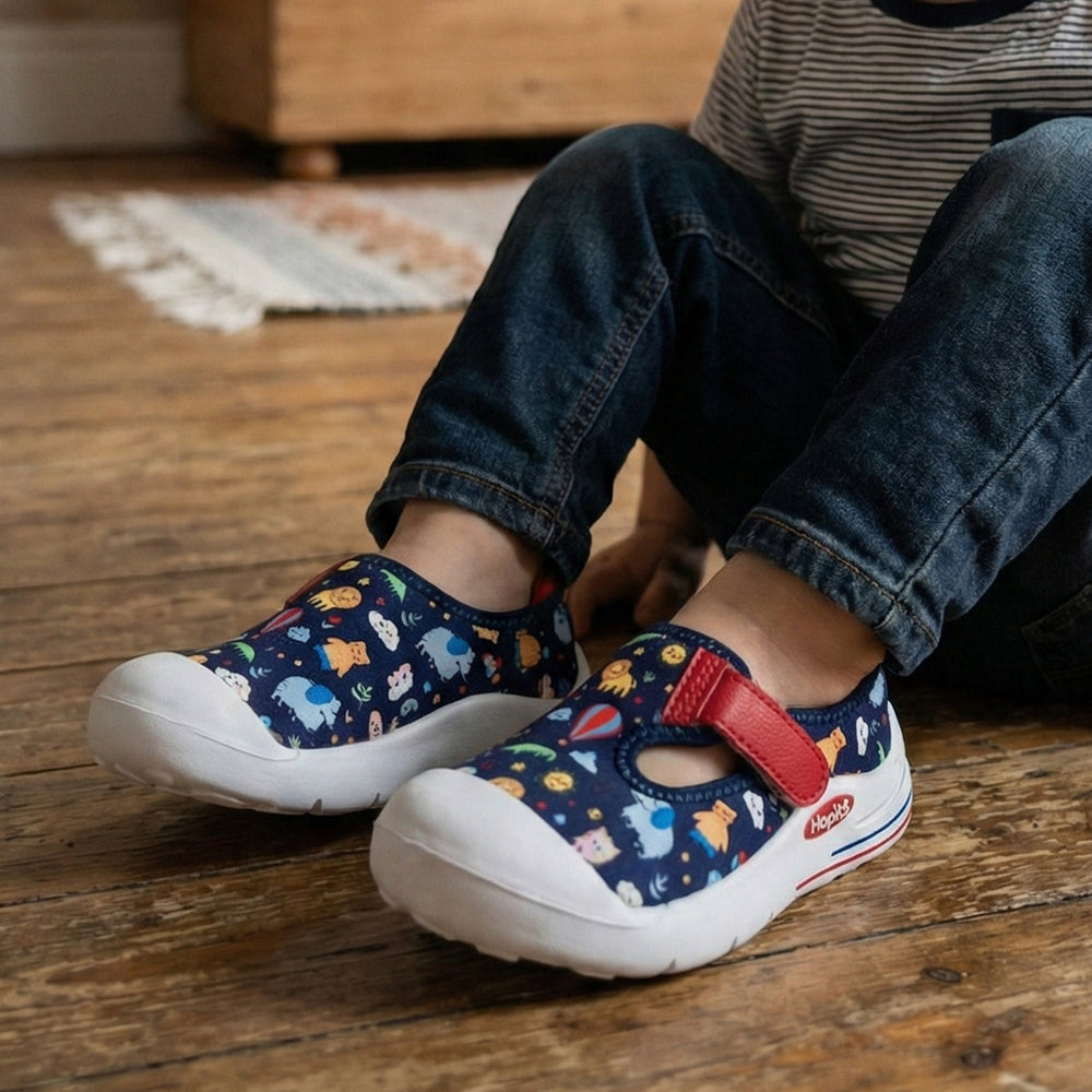 EasyFlex Tots Navy Blue with Jungle Safari Print - Hopits