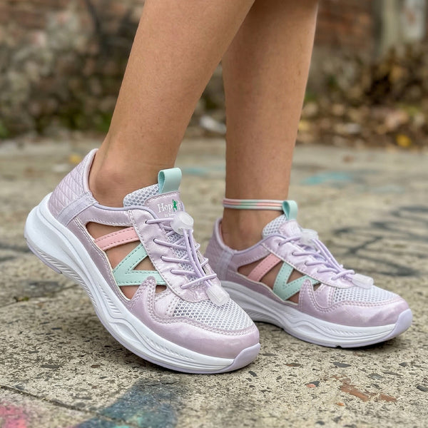 FlexTrek Toggle Clasp Closure Sneaker Shoes-Lavender