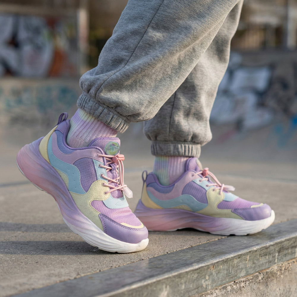 Splash Kicks Pink Ombre Mauve Sneakers With Snap-Lock - Hopits