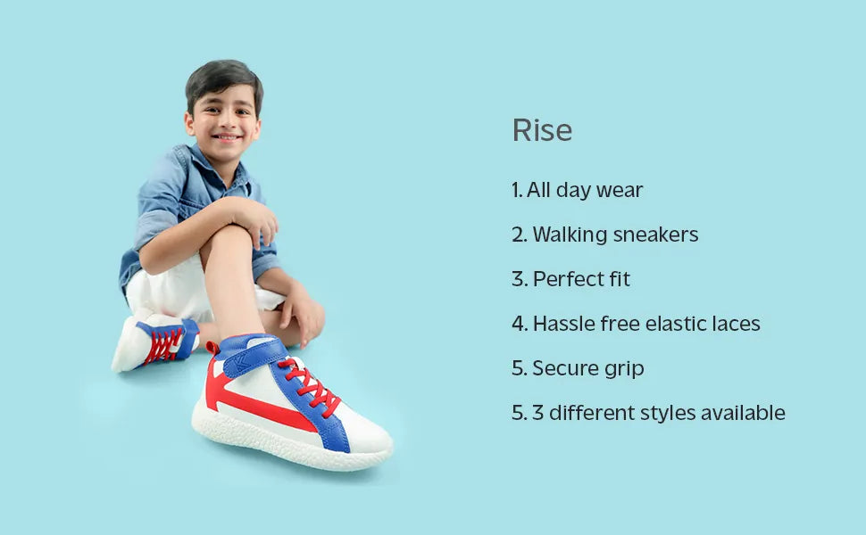 Rise Kids Blue Puzzle High-Top Sneakers