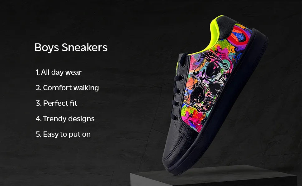 Aero Kicks Kids Black Graffiti Sneakers