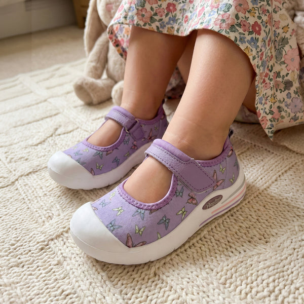 EasyFlex Mary Janes Purple Butterfly Print Ballet Flat