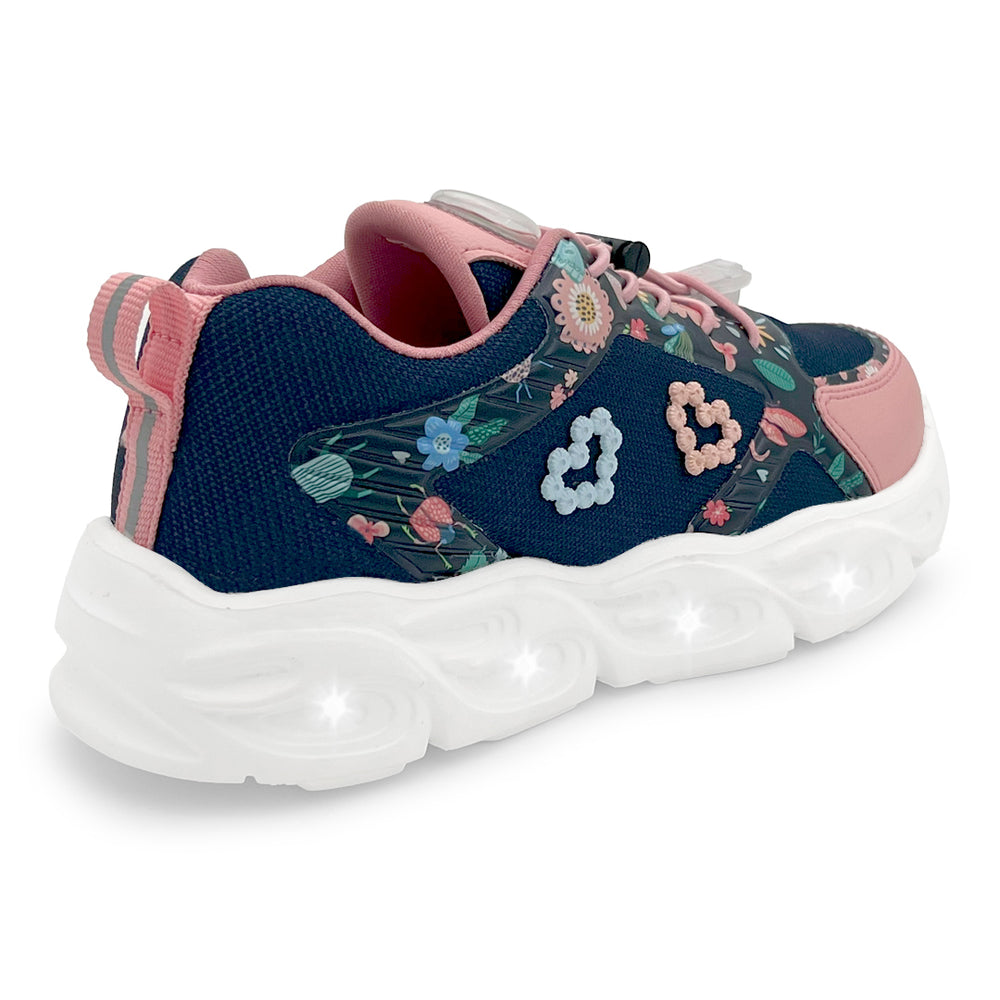 GlowGetters-Girls Navy Floral Print Sneakers - Hopits