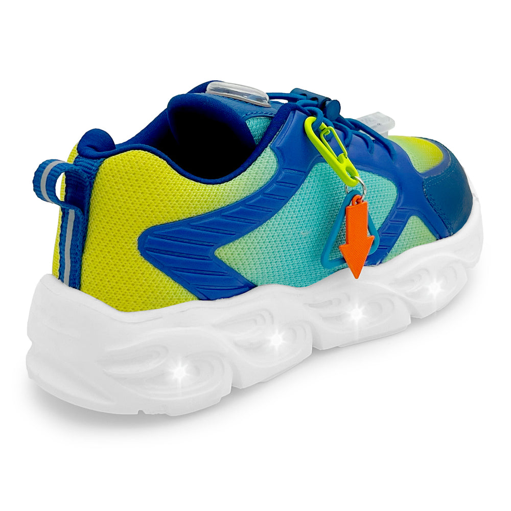 GlowGetters-Kids Boys Lemon Turq Floral Print Sneakers - Hopits