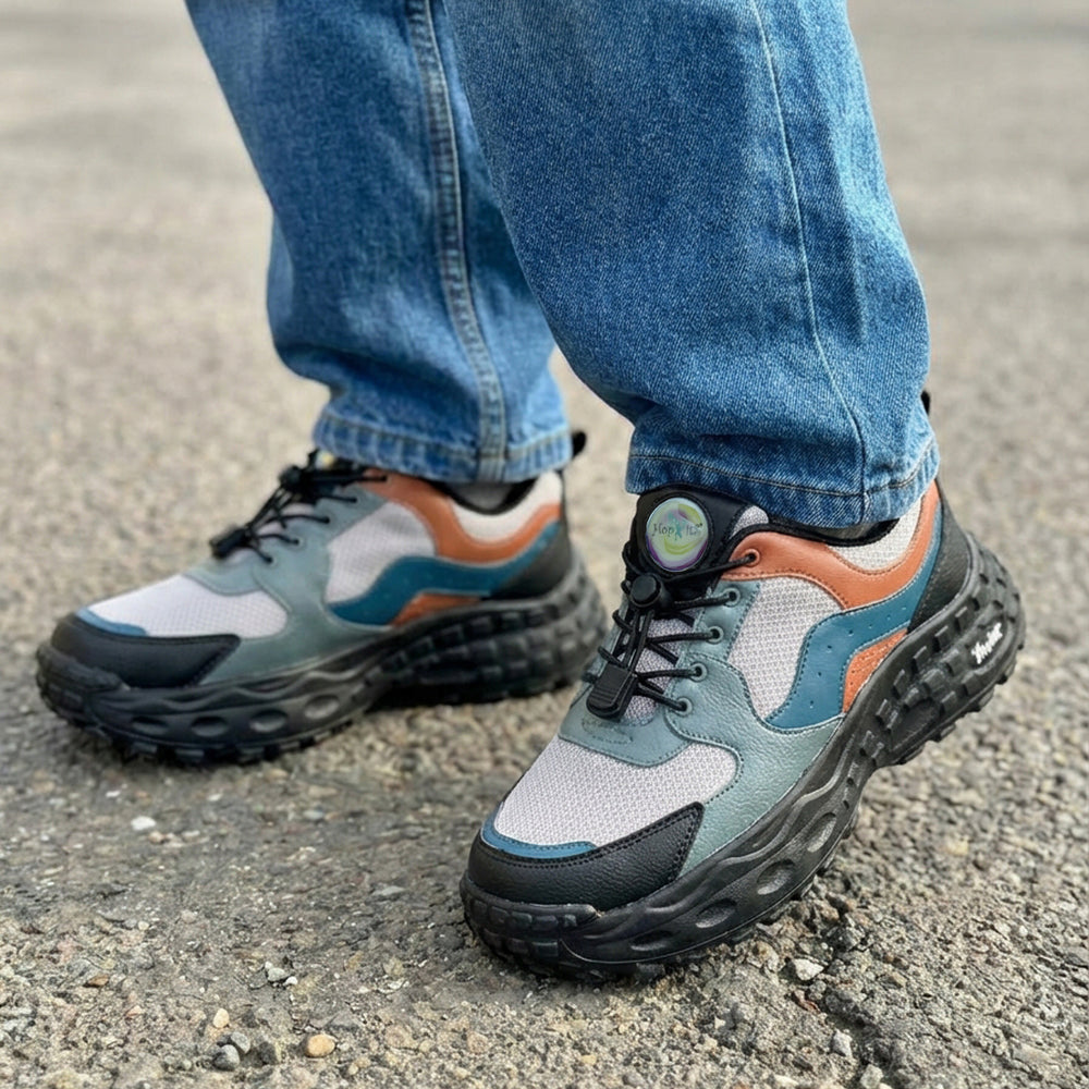 Splash Kicks Grey Black Sneakers With Snap-Lock - Hopits