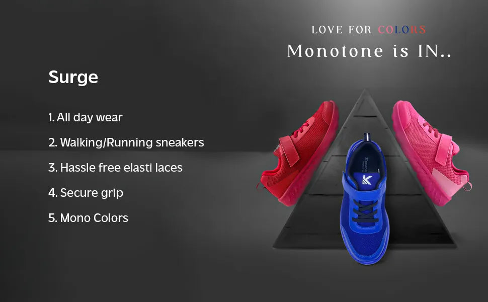 Surge Kids Red Monotone Sneakers