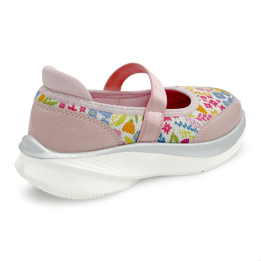 Mary Jane Ballerina Peach Floral Sporty  Girls