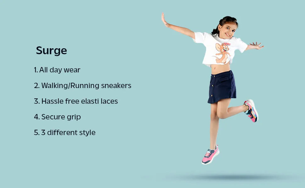Surge Girls Peach Abstract Sneakers