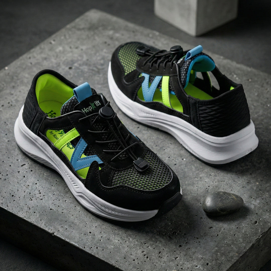 FlexTrek Toggle Clasp Closure Sneaker Shoes-Black - Hopits