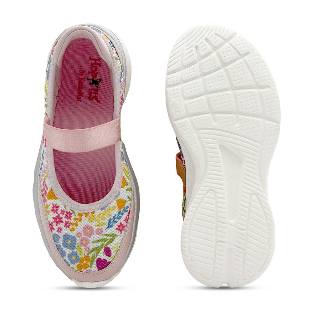Mary Jane Ballerina Peach Floral Sporty  Girls