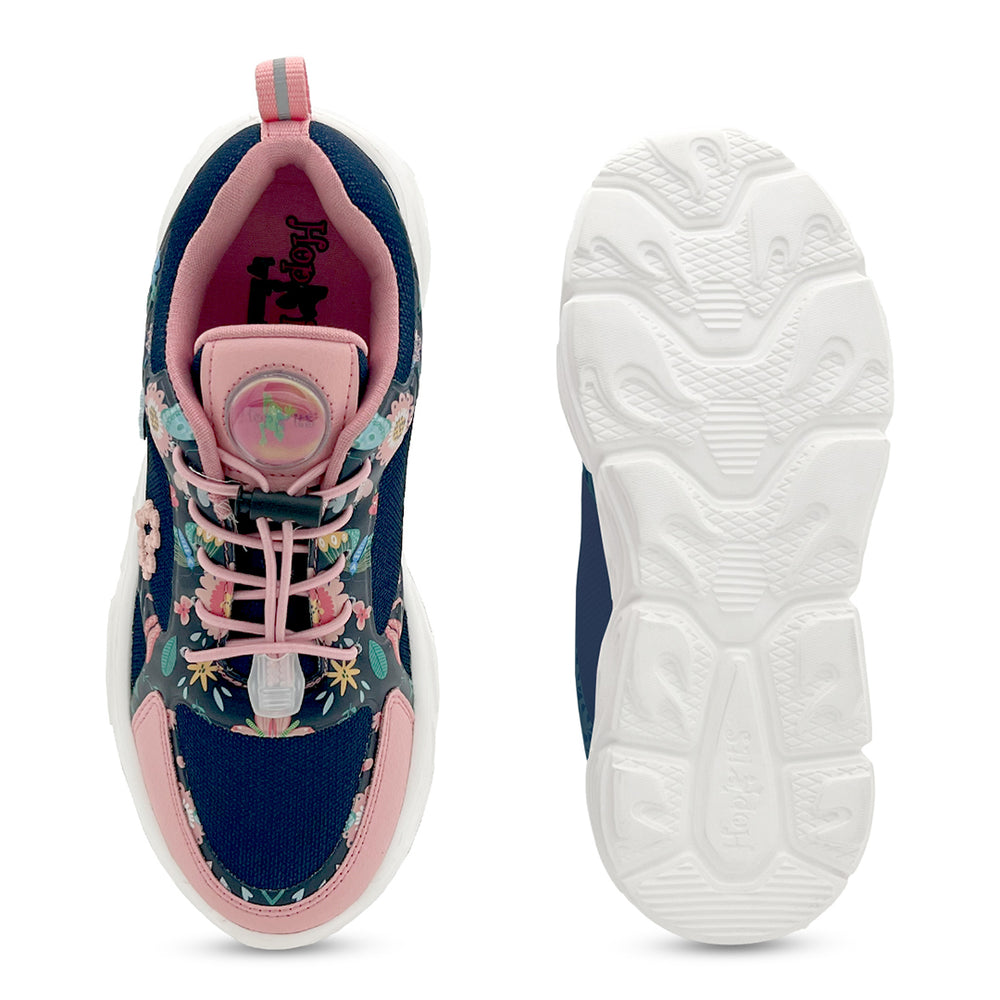 GlowGetters-Girls Navy Floral Print Sneakers - Hopits