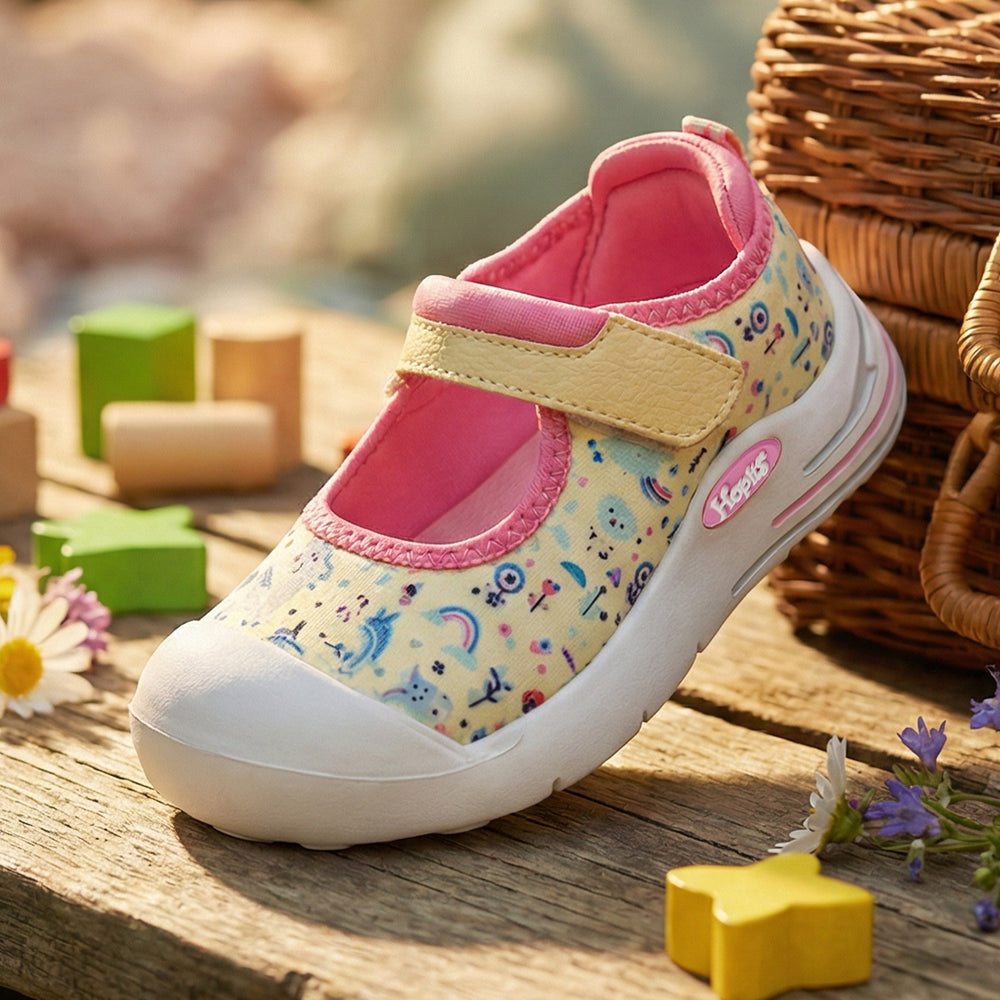 EasyFlex Girls Yellow Unicorn Mary Janes