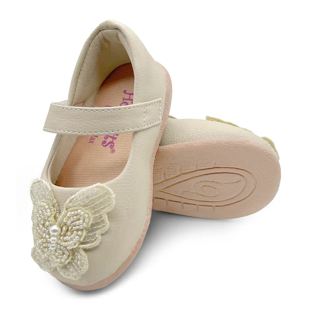 Shimmer Baby Girls Beige Butterfly Ballerinas