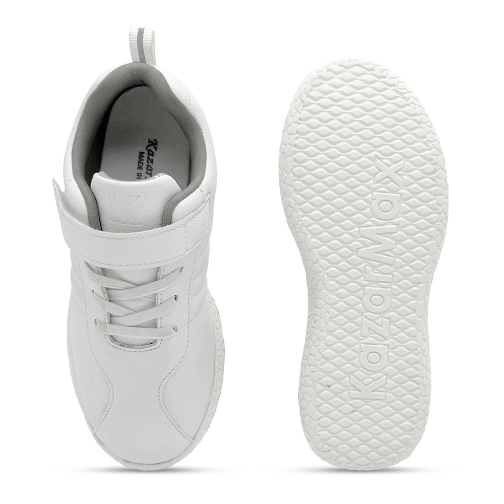 Skudo Kids White Leather School Shoes