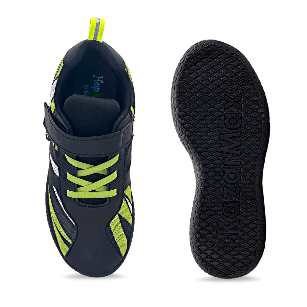 Surge- Black and Green kids Sneaker - Hopits